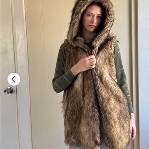 BCBGeneration Faux Fur Vest with Hood